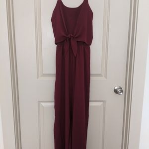 Maroon Jumpsuit with Tie Front Detail